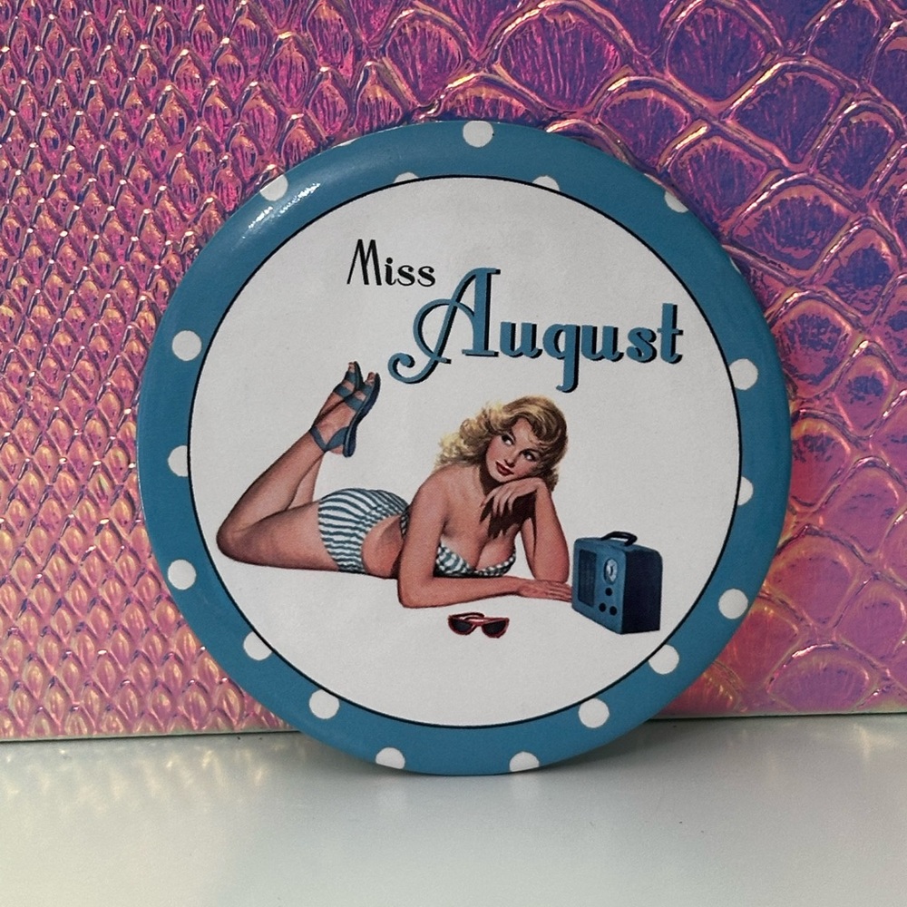 3 for $15! 1950's Pin-Up Girl Miss August Purse Mirror